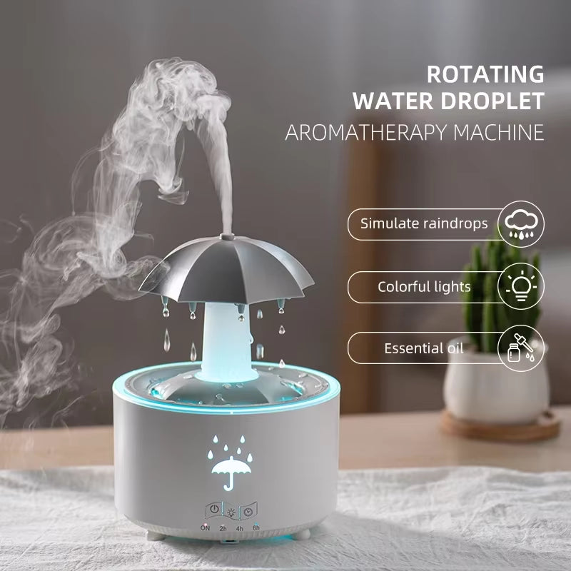 Transform Your Space into a Rainy Wonderland with the Colorful Raindrop Aroma Diffuser and Humidifier!