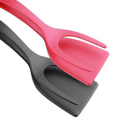 Versatile 2-in-1 Nylon Grip Kitchen Tongs & Spatula - Perfect for Flipping, Gripping, and Serving!