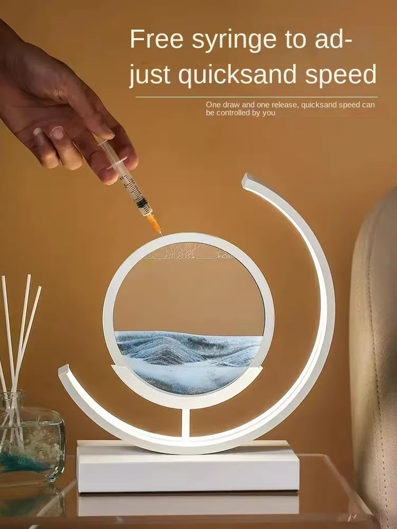 Enchanting LED Moving Sand Art Table Lamp - Quicksand Night Light with 3D Sandscape for Home Decor and Unique Gifts