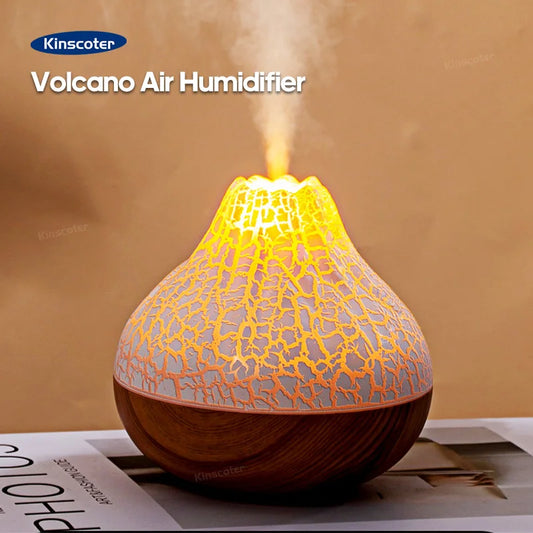 Elevate Your Space with the 300ml Volcano Air Humidifier - USB Powered, Colorful Night Light & Ultrasonic Purification