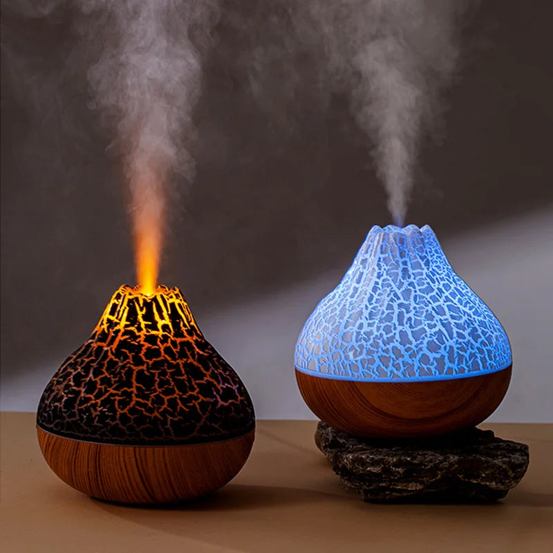 Elevate Your Space with the 300ml Volcano Air Humidifier - USB Powered, Colorful Night Light & Ultrasonic Purification