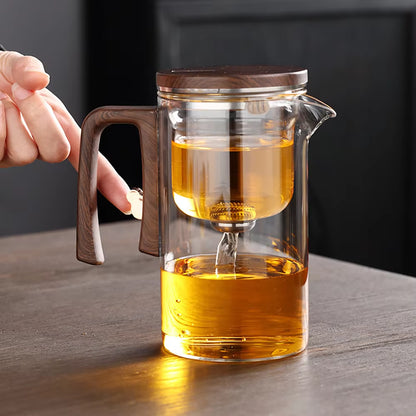 Elegant Glass Tea Pot Kettle Infuser with Magnetic Switch - 520ML/720ML Capacity for Effortless Tea Brewing