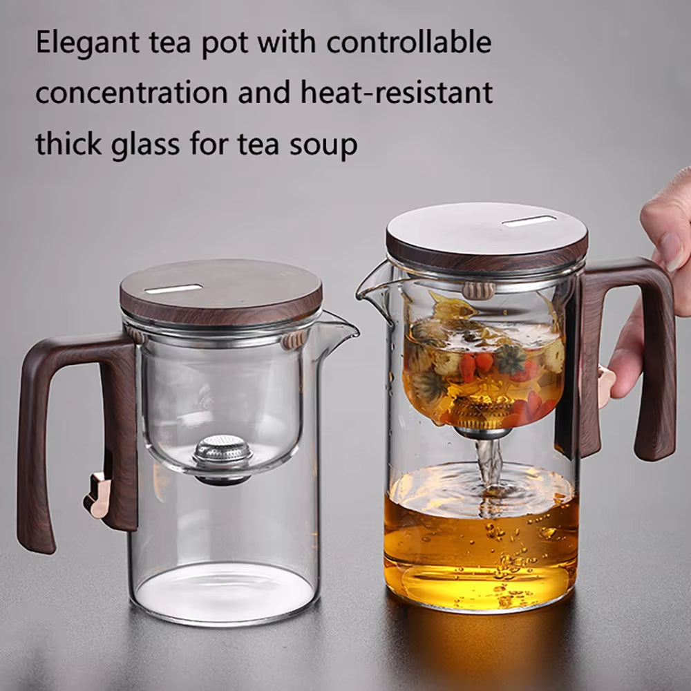 Elegant Glass Tea Pot Kettle Infuser with Magnetic Switch - 520ML/720ML Capacity for Effortless Tea Brewing