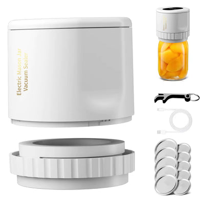 Revolutionary Cordless Electric Mason Jar Vacuum Sealer Kit - Effortless Food Storage & Fermentation Solution with Multiple Lids