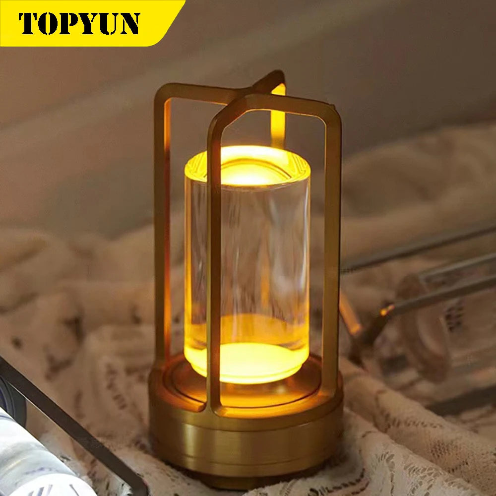 Stylish LED Crystal Touch Table Lamp - Rechargeable Modern Night Light for Bedroom and Dining