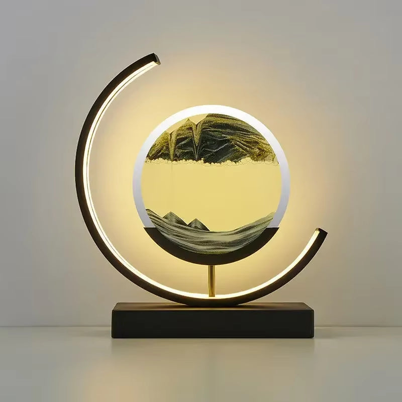 Enchanting LED Moving Sand Art Table Lamp - Quicksand Night Light with 3D Sandscape for Home Decor and Unique Gifts